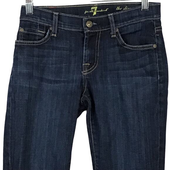 NEW 7 For All Mankind 7FAM The Slim Cigarette Straight Leg Dark Wash Jeans 24 - Picture 5 of 11